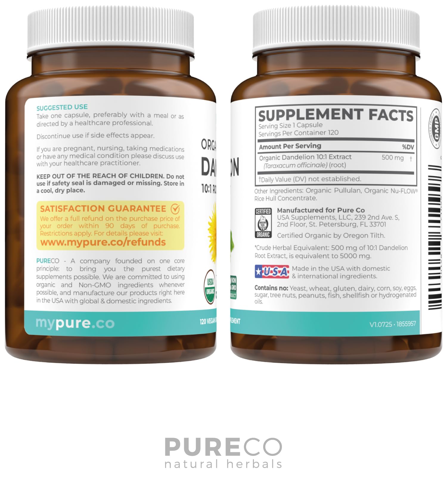 PURE CO comparación escala tamaño de la cápsula para referencia y dosificación