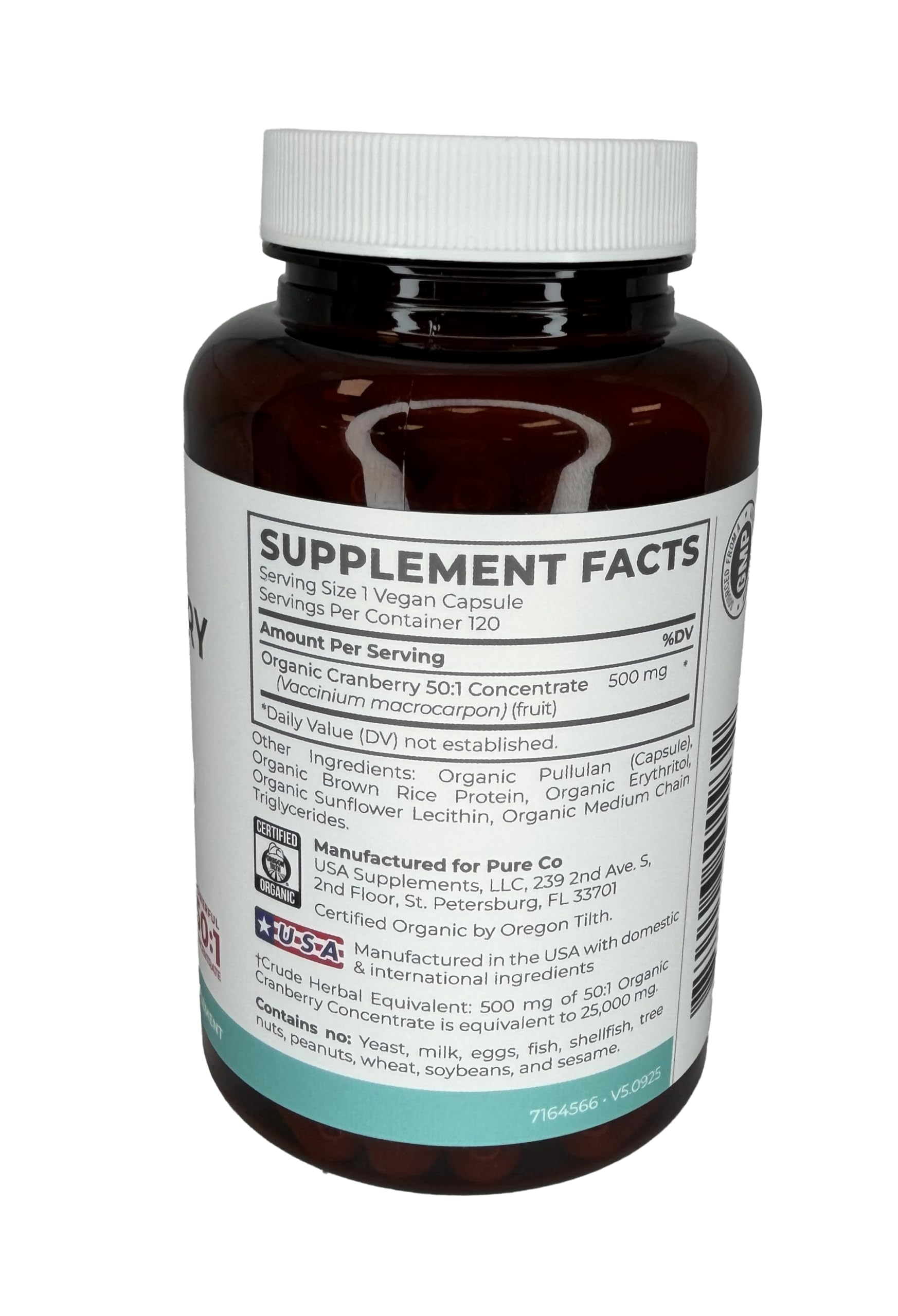 PURE CO empaque lateral con información nutricional y advertencias claras