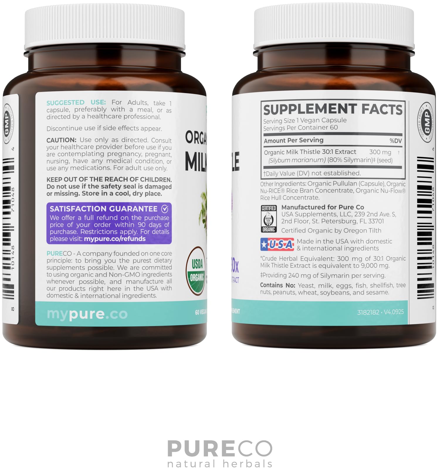 Semillas de cardo mariano en primer plano indicando origen orgánico PURE CO