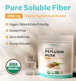PURE CO textura pulverizada de psyllium muestra mezcla suave y sin grumos