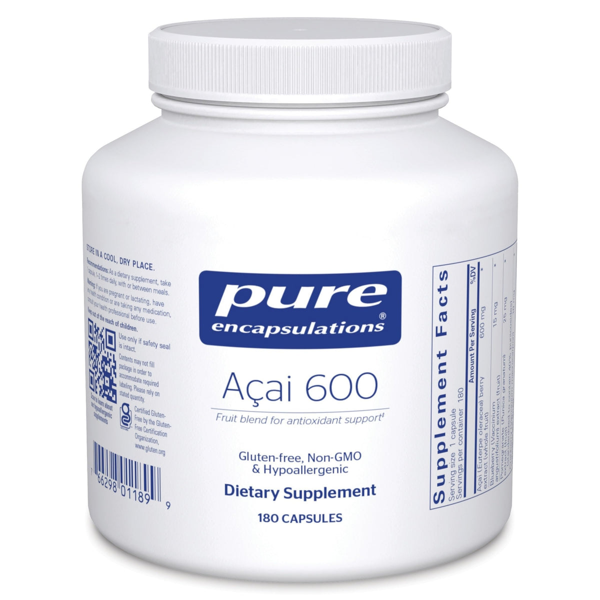 Pure Encapsulations frasco frontal mostrando el producto con confianza