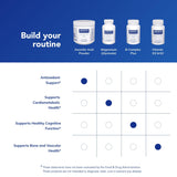 Comparación de tamaño del frasco Pure Encapsulations en la mano para referencia de 8 onzas