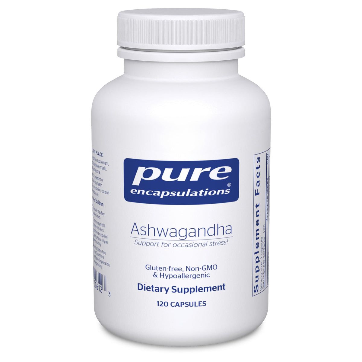 Pure Encapsulations envase frontal mostrando 120 cápsulas y beneficios claros