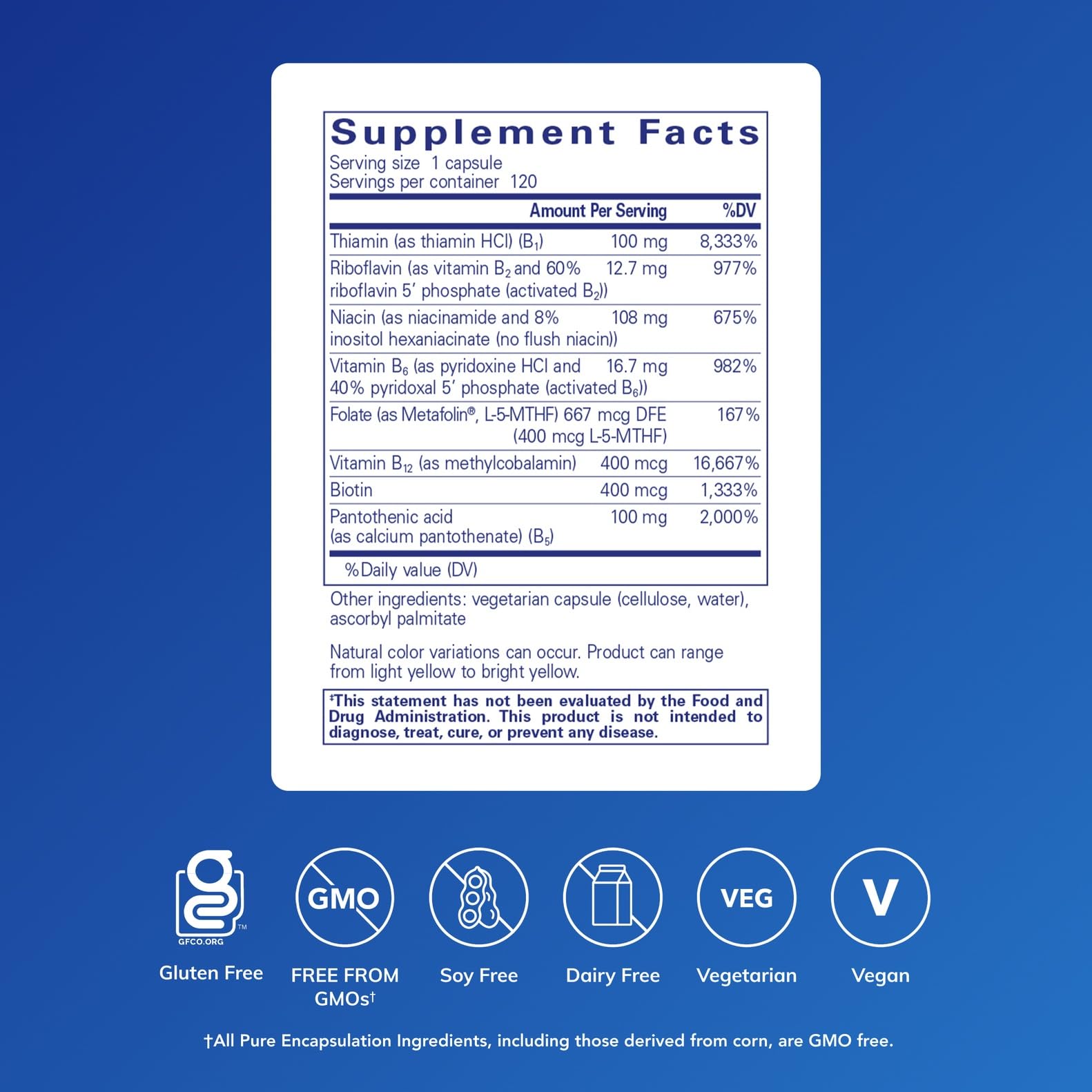 Pure Encapsulations cápsula en mano para visualización del tamaño práctica