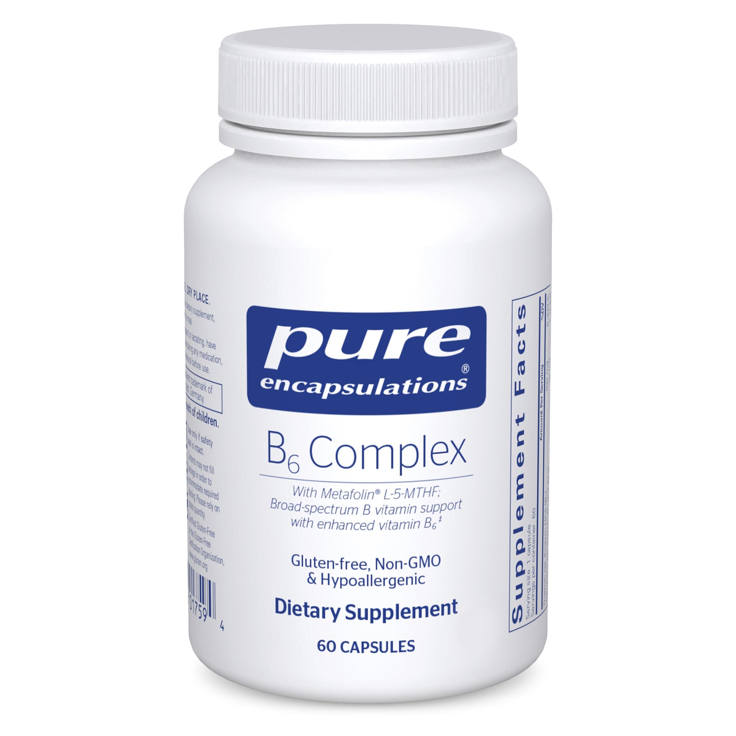 Pure Encapsulations frasco frontal mostrando etiqueta y beneficio de soporte nervioso