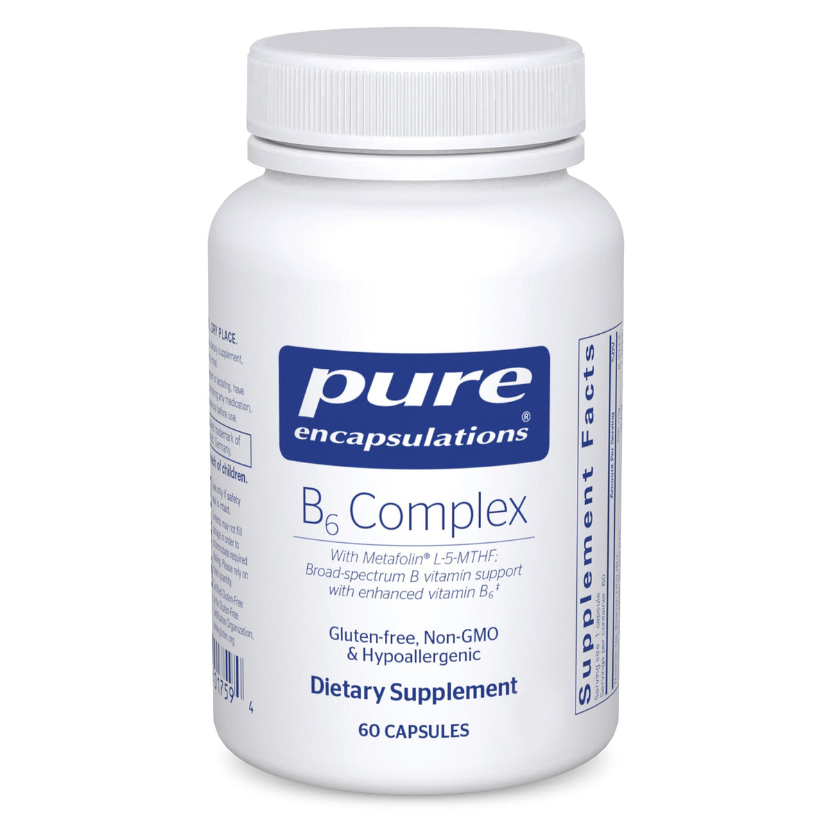 Pure Encapsulations frasco frontal mostrando etiqueta y beneficio de soporte nervioso