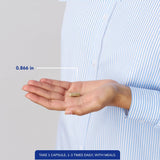 Pure Encapsulations cápsulas en mano para comparar tamaño y dosificación cómoda