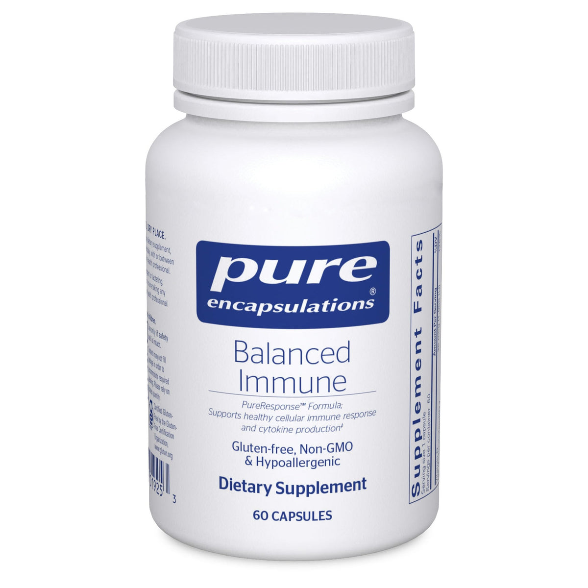 Pure Encapsulations botella frontal mostrando diseño y dosis clara