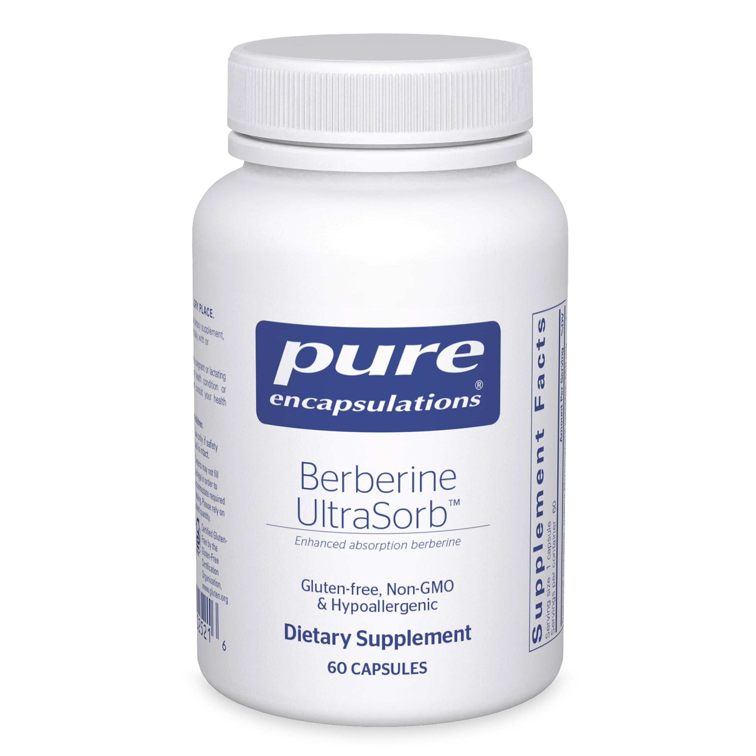 Pure Encapsulations frasco frontale mostrando etiqueta clara y confianza