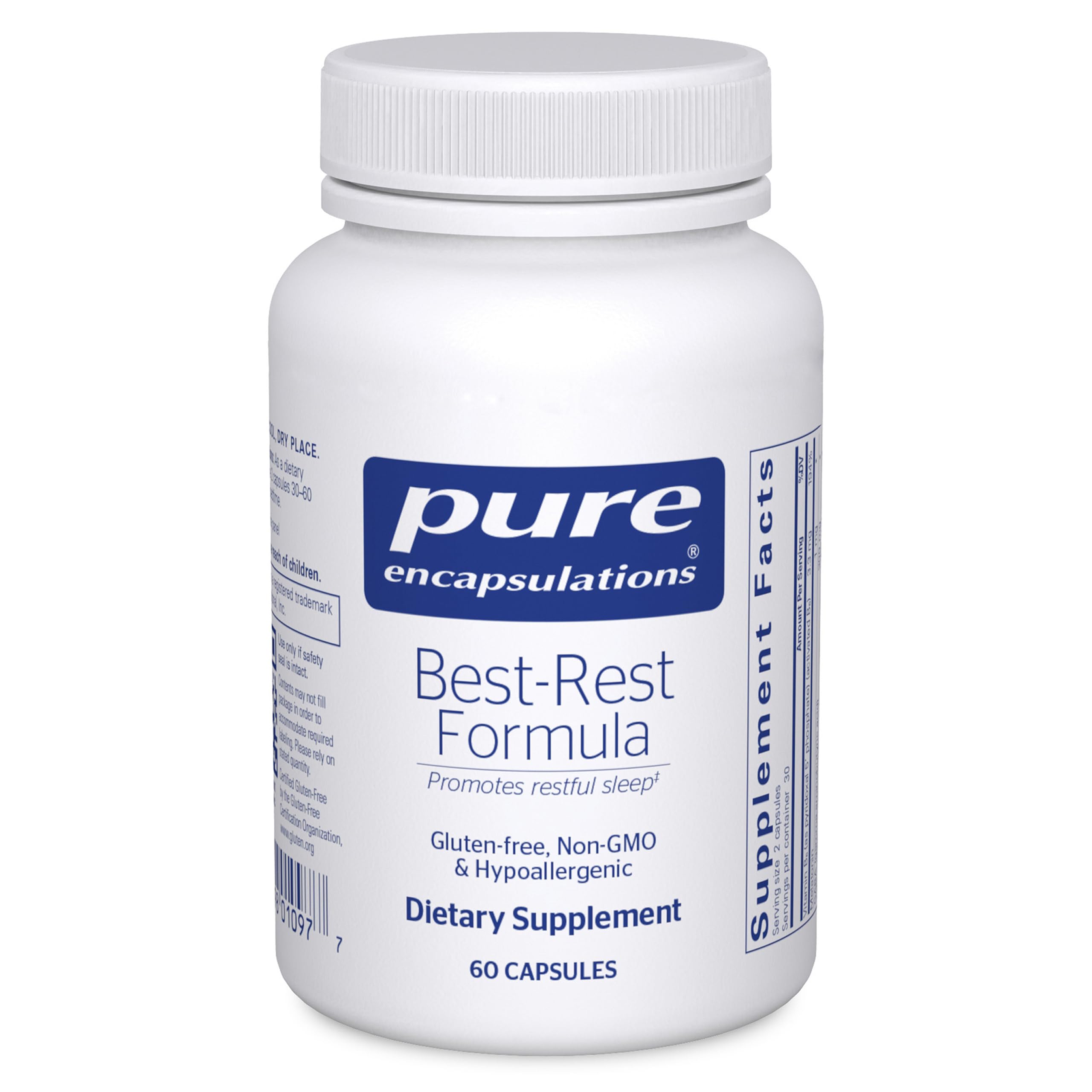 Pure Encapsulations Best-Rest frente del envase muestra 60 cápsulas y marca clara