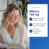 Polvo de extracto de bilberry Pure Encapsulations resaltando pureza y concentración