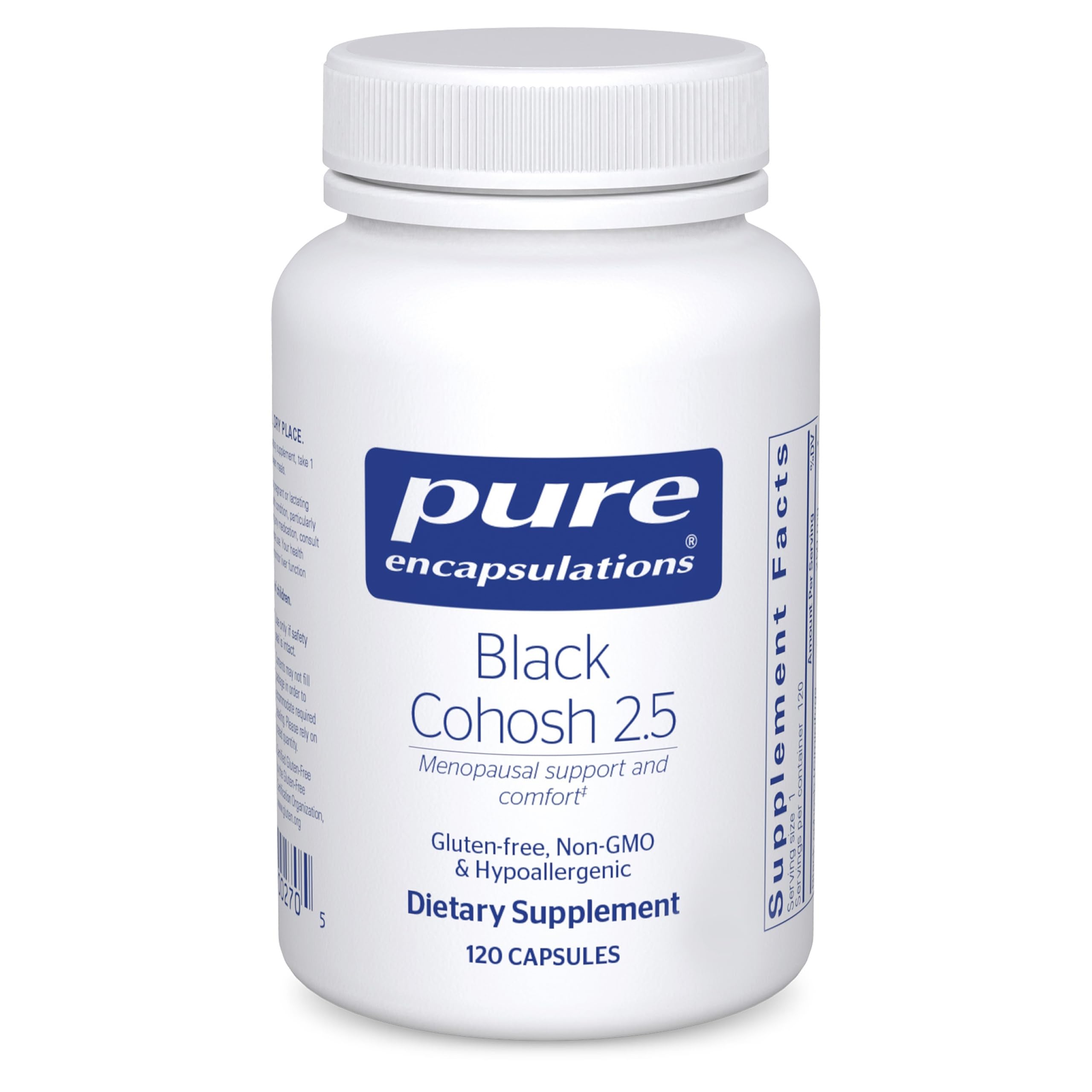 Pure Encapsulations frasco frontal mostrando etiqueta clara y beneficios