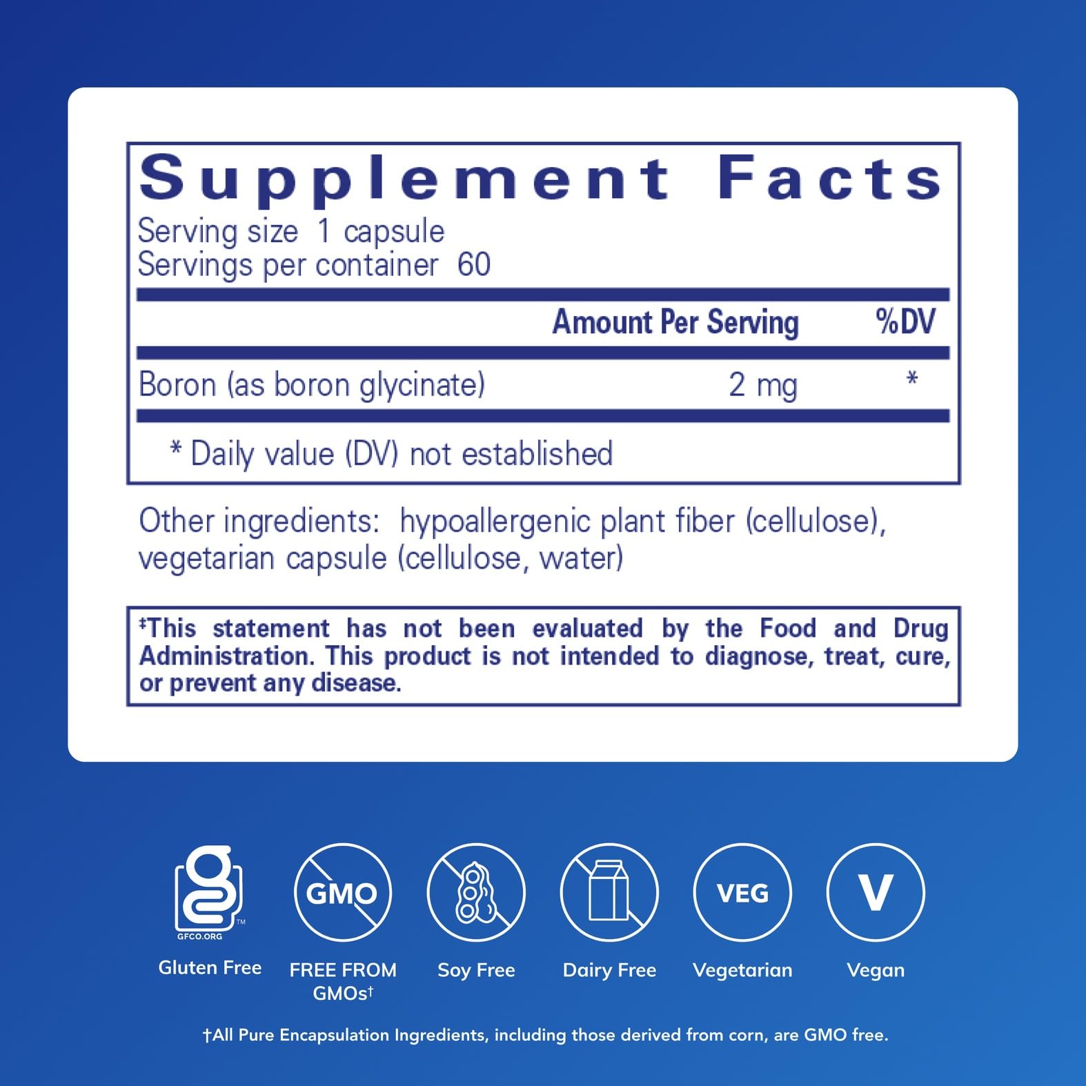 Pure Encapsulations cápsula en primer plano que destaca la calidad del relleno