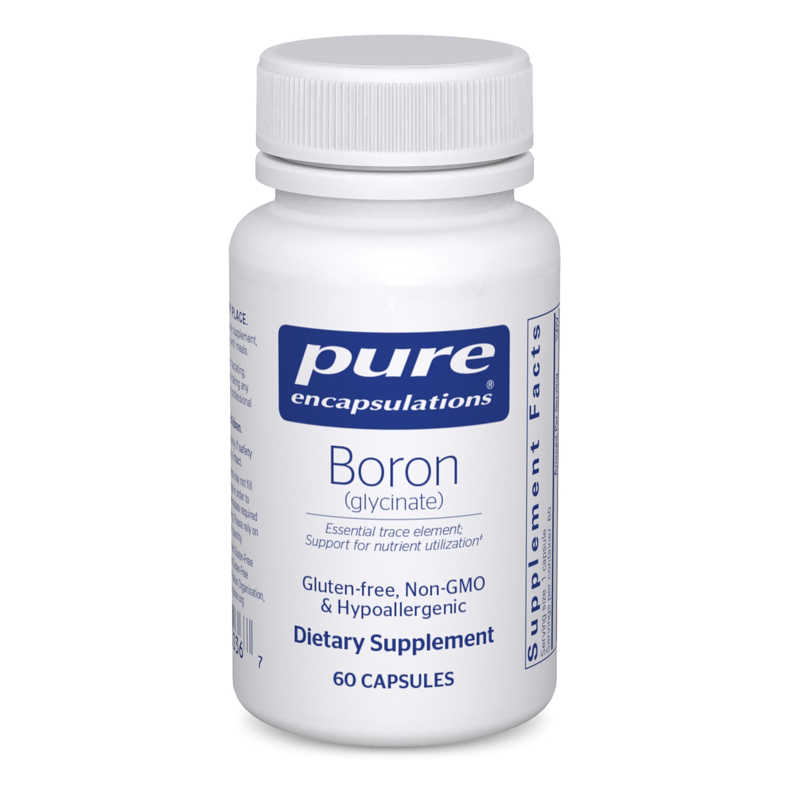 Pure Encapsulations botella frontal mostrando etiqueta clara y confianza en pureza