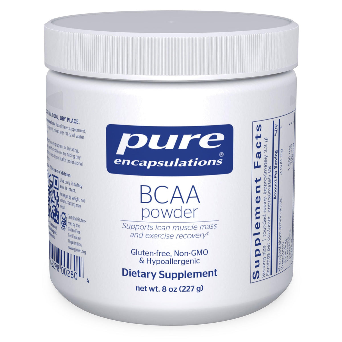Pure Encapsulations bote frontal mostrando marca y beneficio de pureza