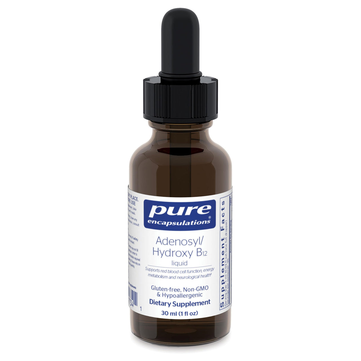 Pure Encapsulations botella delantera mostrando etiqueta y beneficio de pureza