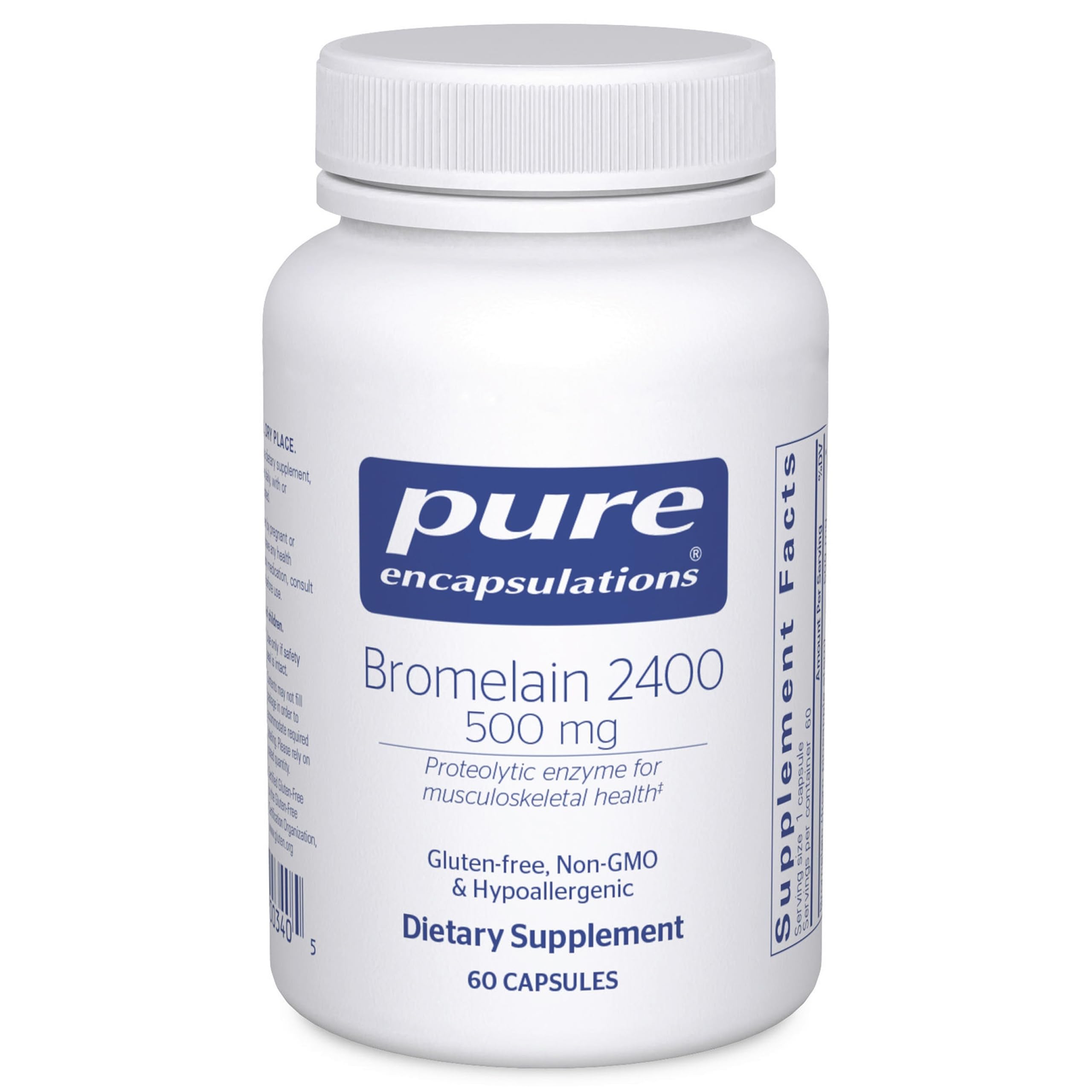 Pure Encapsulations envase frontal mostrando 60 cápsulas y beneficios