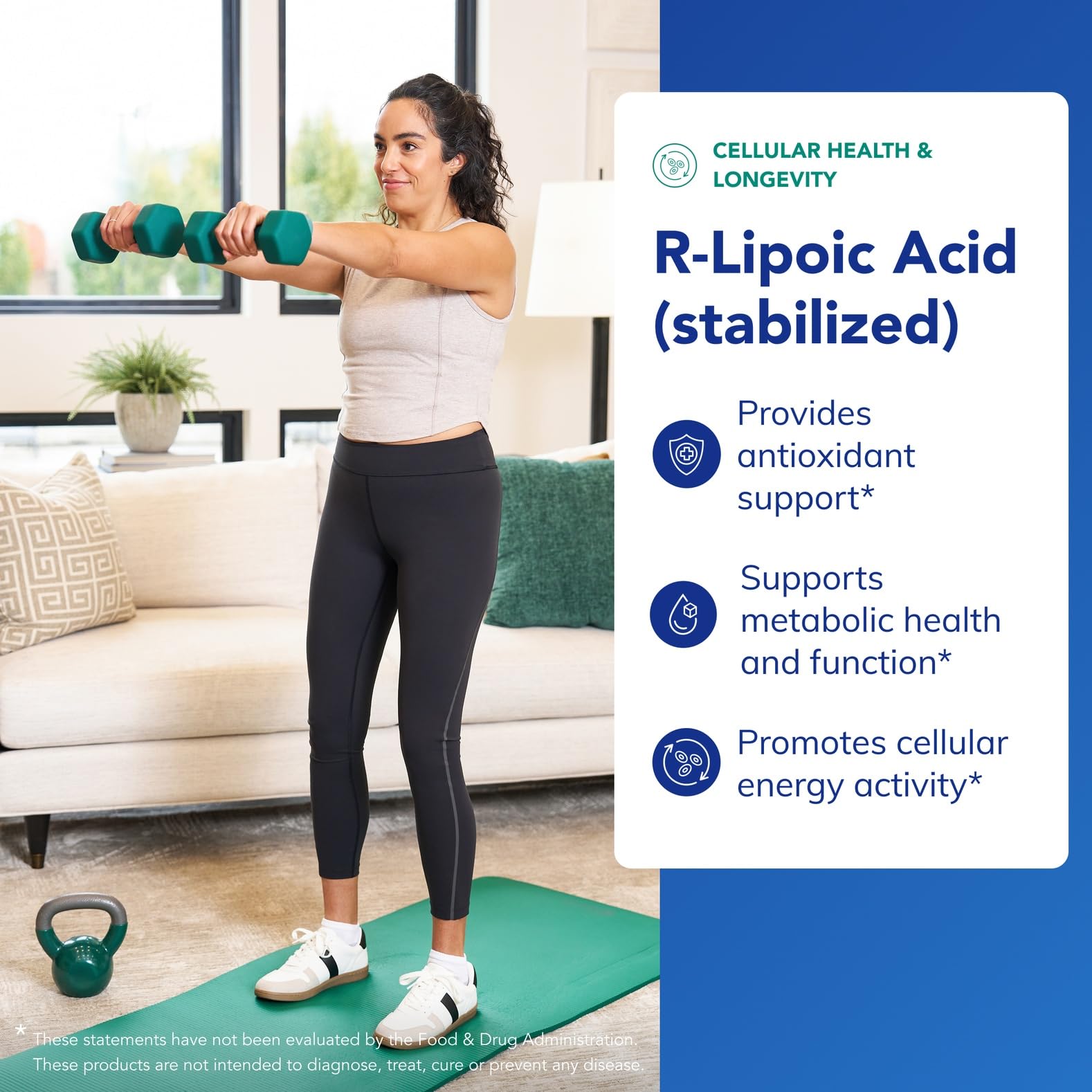 Pure Encapsulations caja de 60 cápsulas con comparación de tamaño como referencia