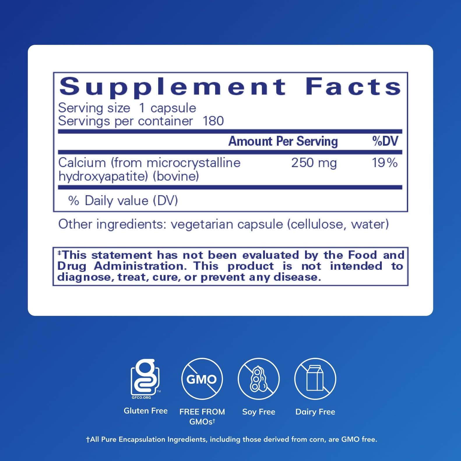 Pure Encapsulations detalle lateral del envase resaltando ingredientes limpios