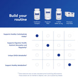 Pure Encapsulations cápsula junto a una regla para comparar tamaño y dosis