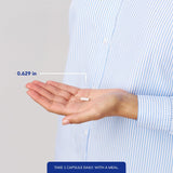 Pure Encapsulations frasco junto a una regla para mostrar tamaño y capacidad