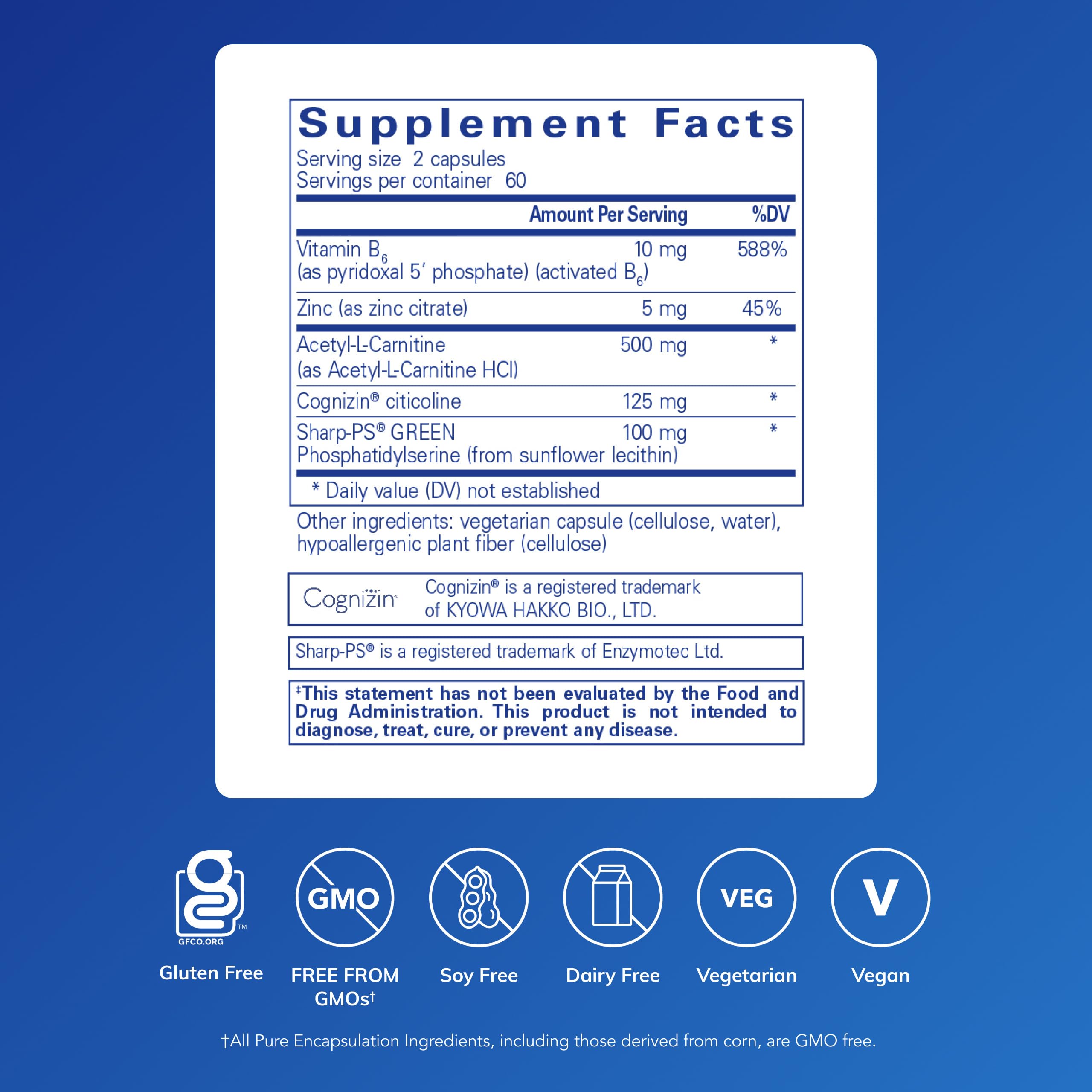 Pure Encapsulations CogniPhos cápsulas en mano para ver tamaño y facilidad de consumo
