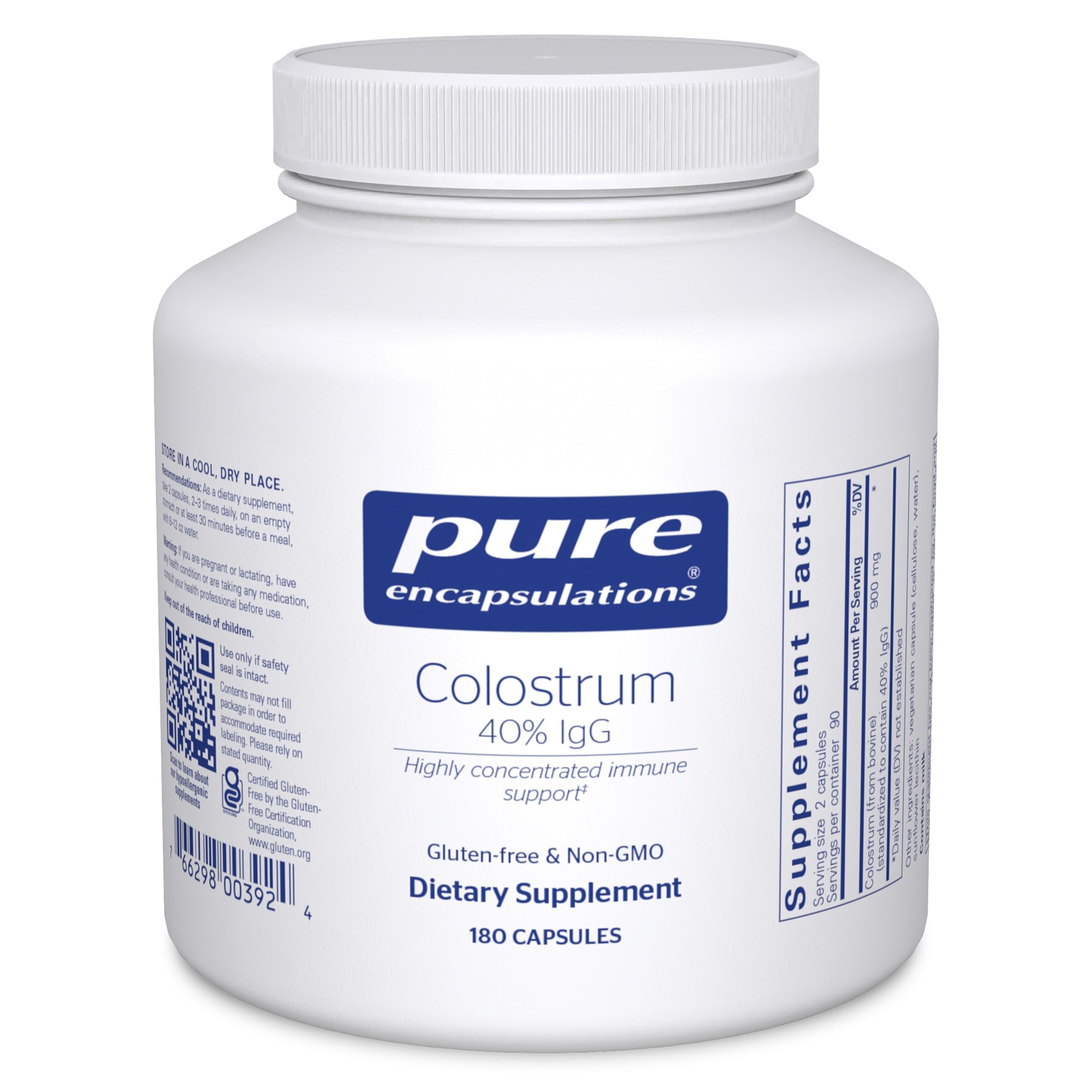 Pure Encapsulations frasco delantero mostrando etiqueta clara y beneficio de pureza