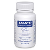 Pure Encapsulations envase frontal del CoQ10 60 mg, presentación limpia y clara