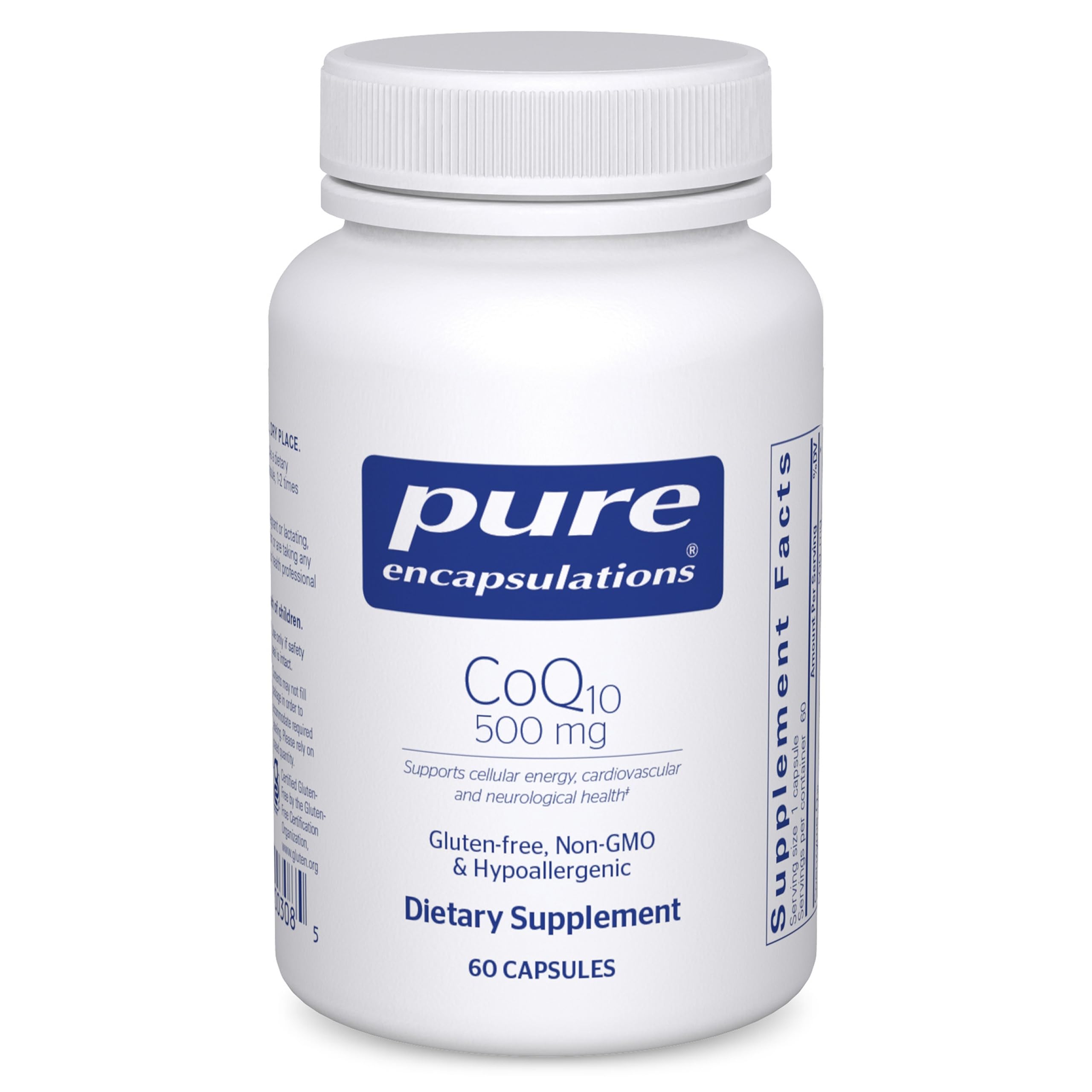 Pure Encapsulations botella frontal mostrando 60 cápsulas y pureza
