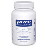 Pure Encapsulations frasco frente mostrando Curcumin 500, beneficio pureza