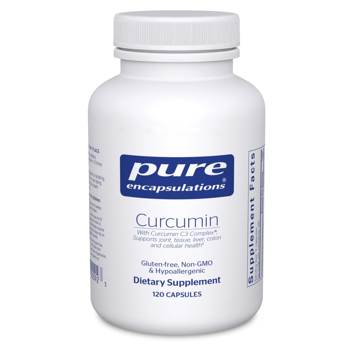 Pure Encapsulations frasco frontal mostrando 120 cápsulas y beneficios