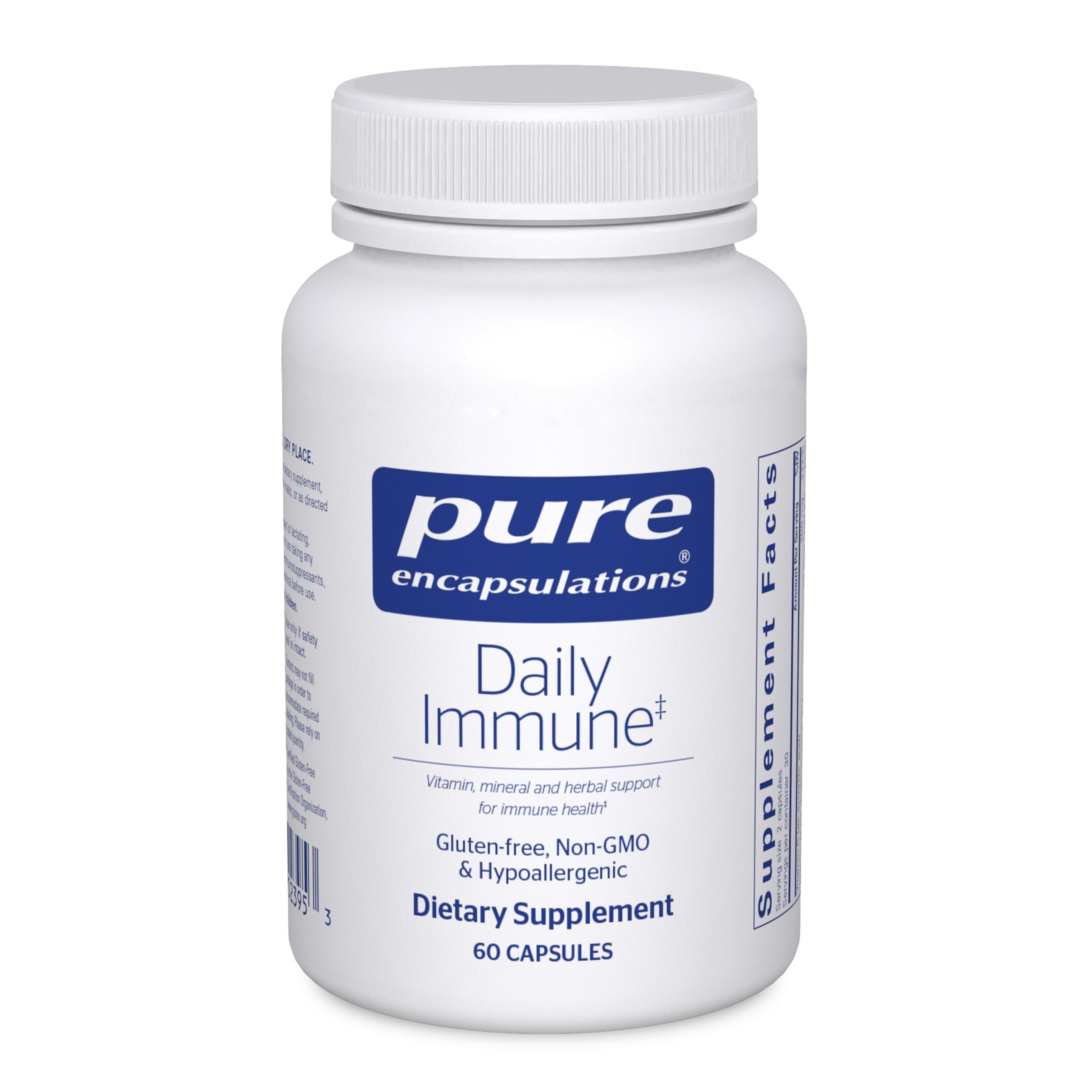 Pure Encapsulations frasco frontal mostrando diseño y cantidad