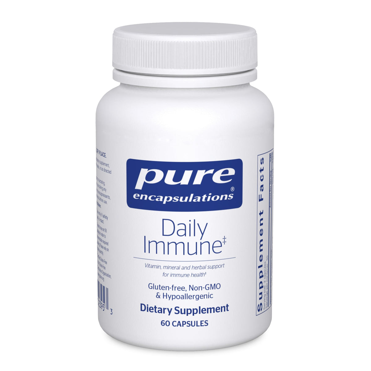 Pure Encapsulations frasco frontal mostrando diseño y cantidad