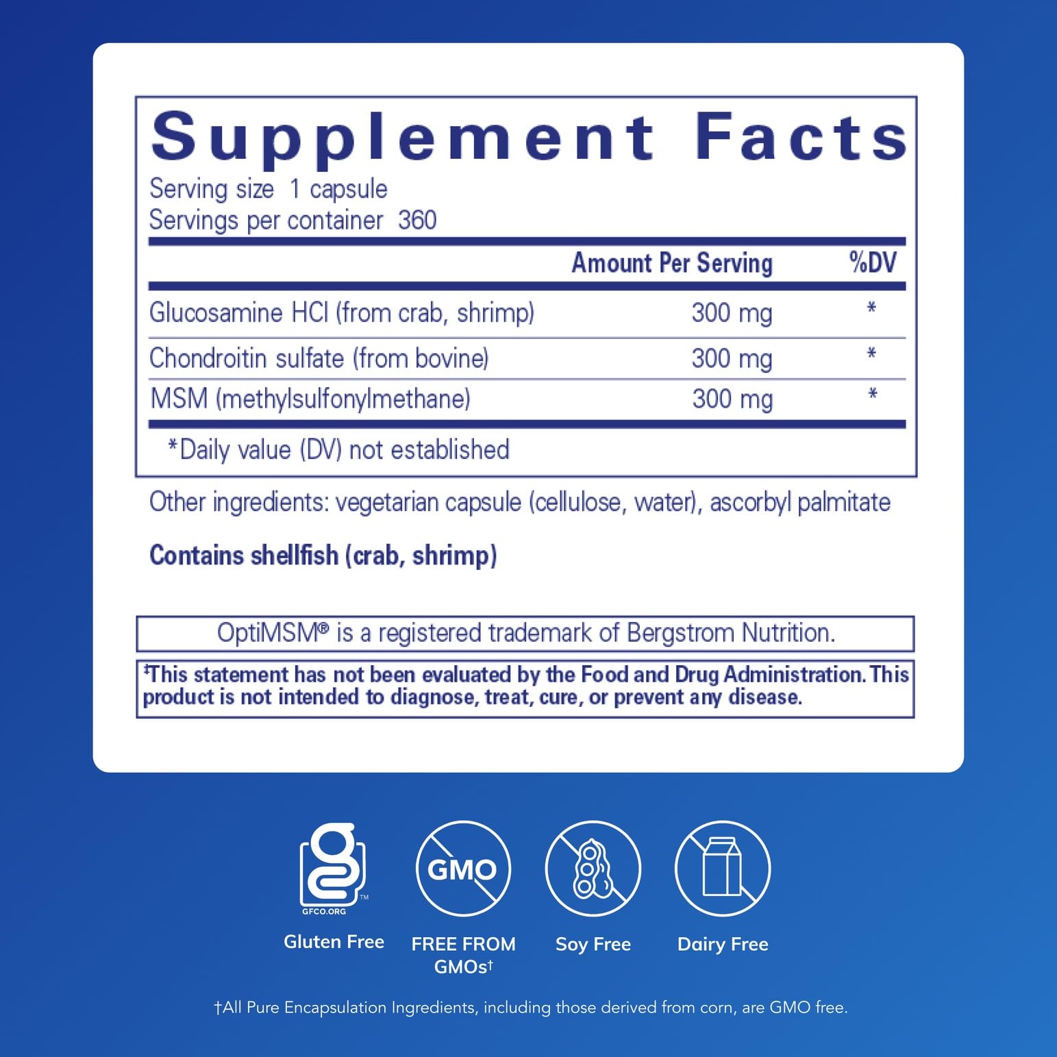 Pure Encapsulations primer plano de etiqueta con ingredientes y beneficios