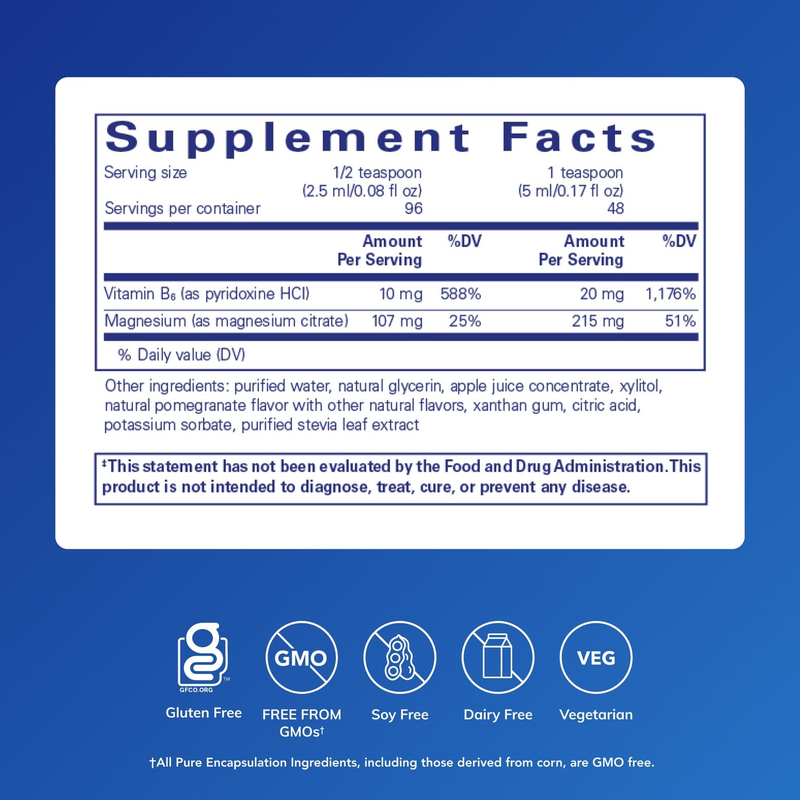 Pure Encapsulations etiqueta con información limpia y beneficios visibles