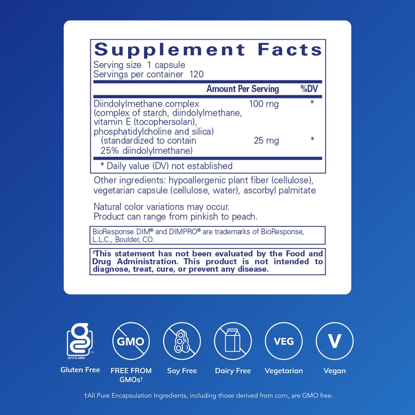 Pure Encapsulations primer plano de una cápsula para mostrar textura y tamaño