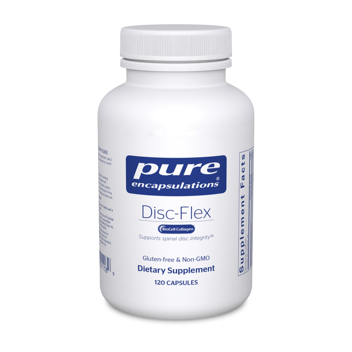 Pure Encapsulations Disc-Flex frasco frontal mostrando etiqueta clara y beneficio
