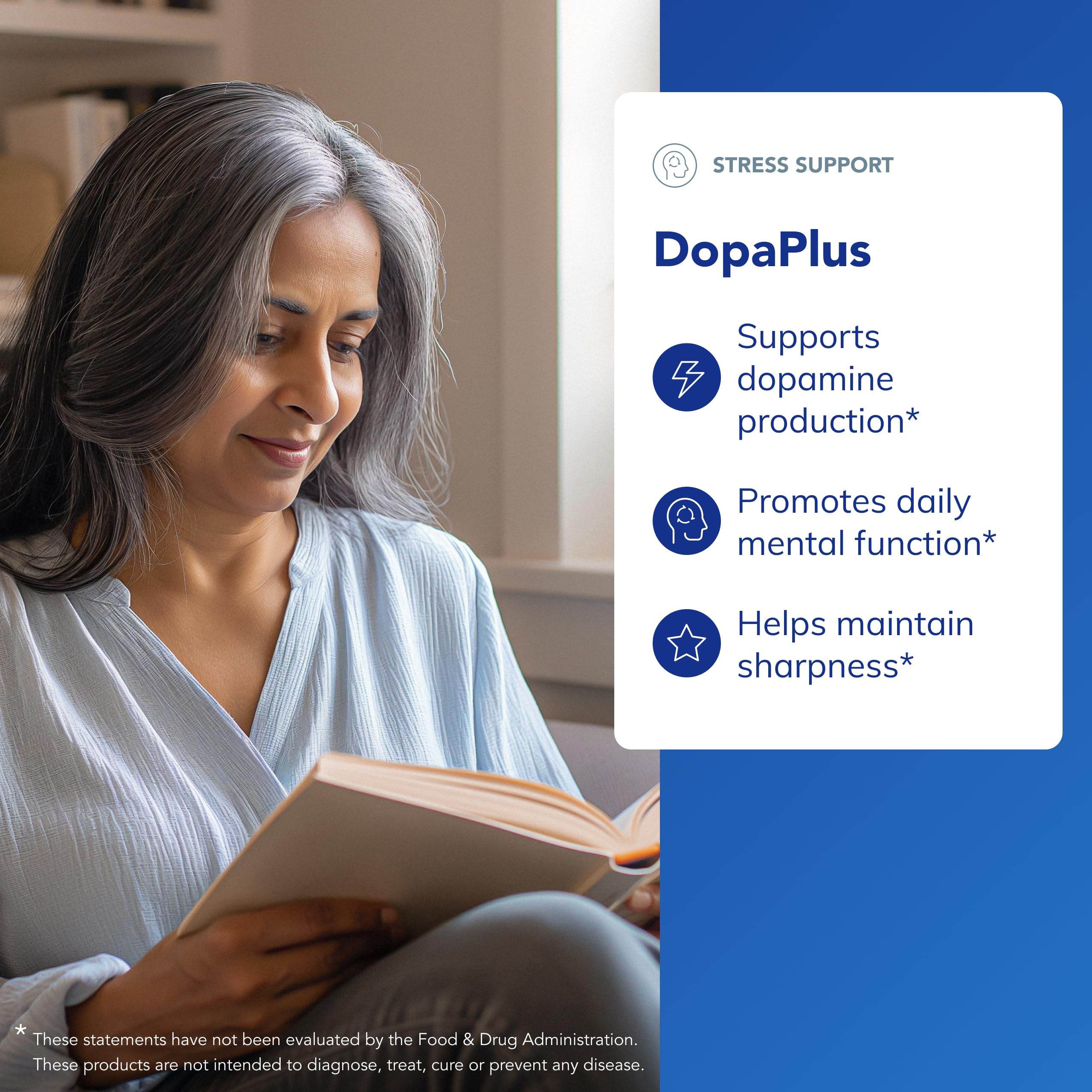 Pure Encapsulations DopaPlus ingredientes clave L-tirosina y L-5-MTHF visibles