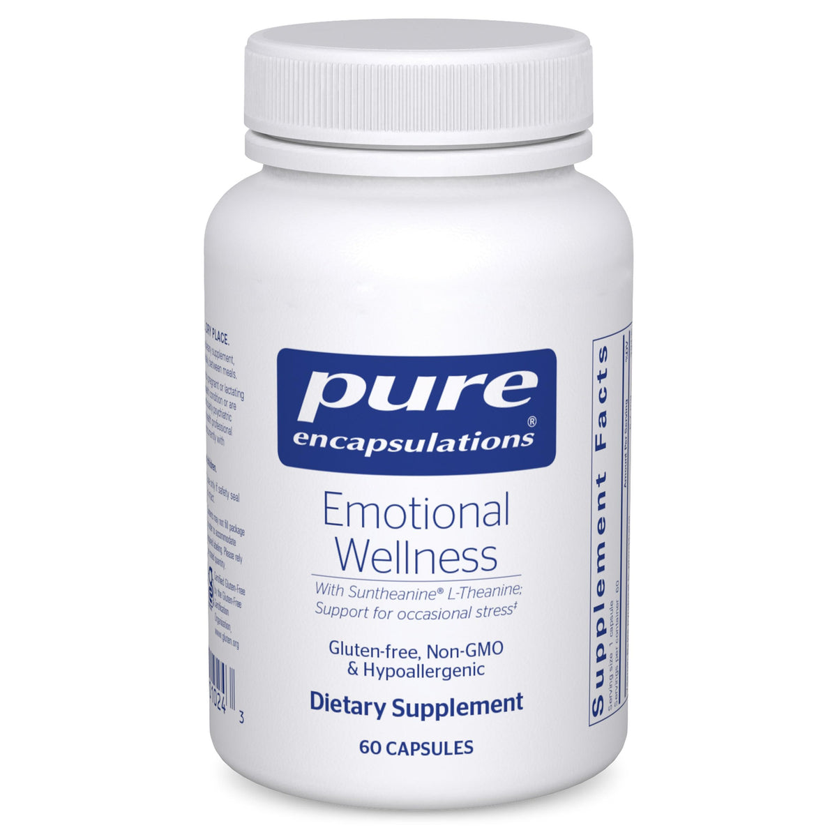 Pure Encapsulations frasco frontal mostrando la presentación y claridad de etiqueta