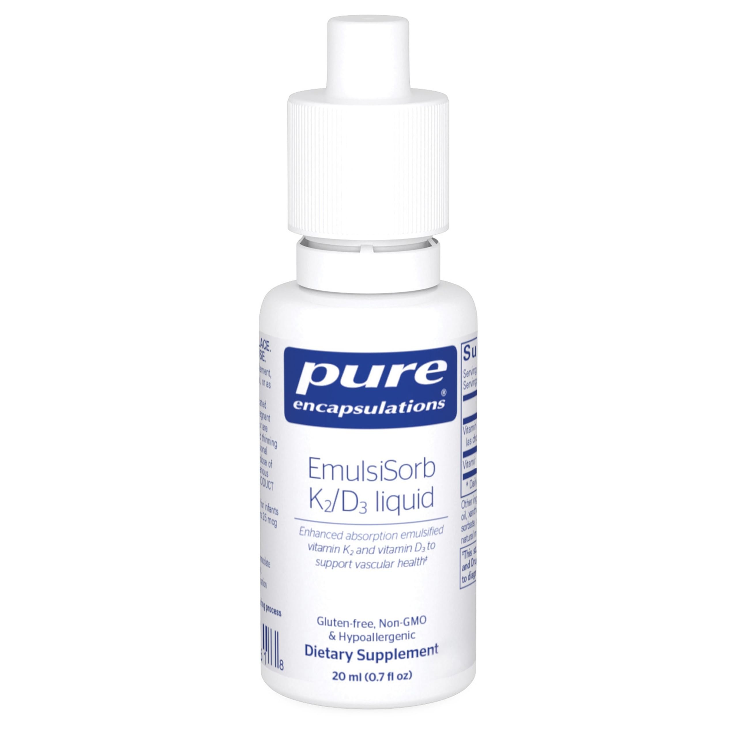 Pure Encapsulations frasco frontal mostrando la etiqueta y beneficios visibles