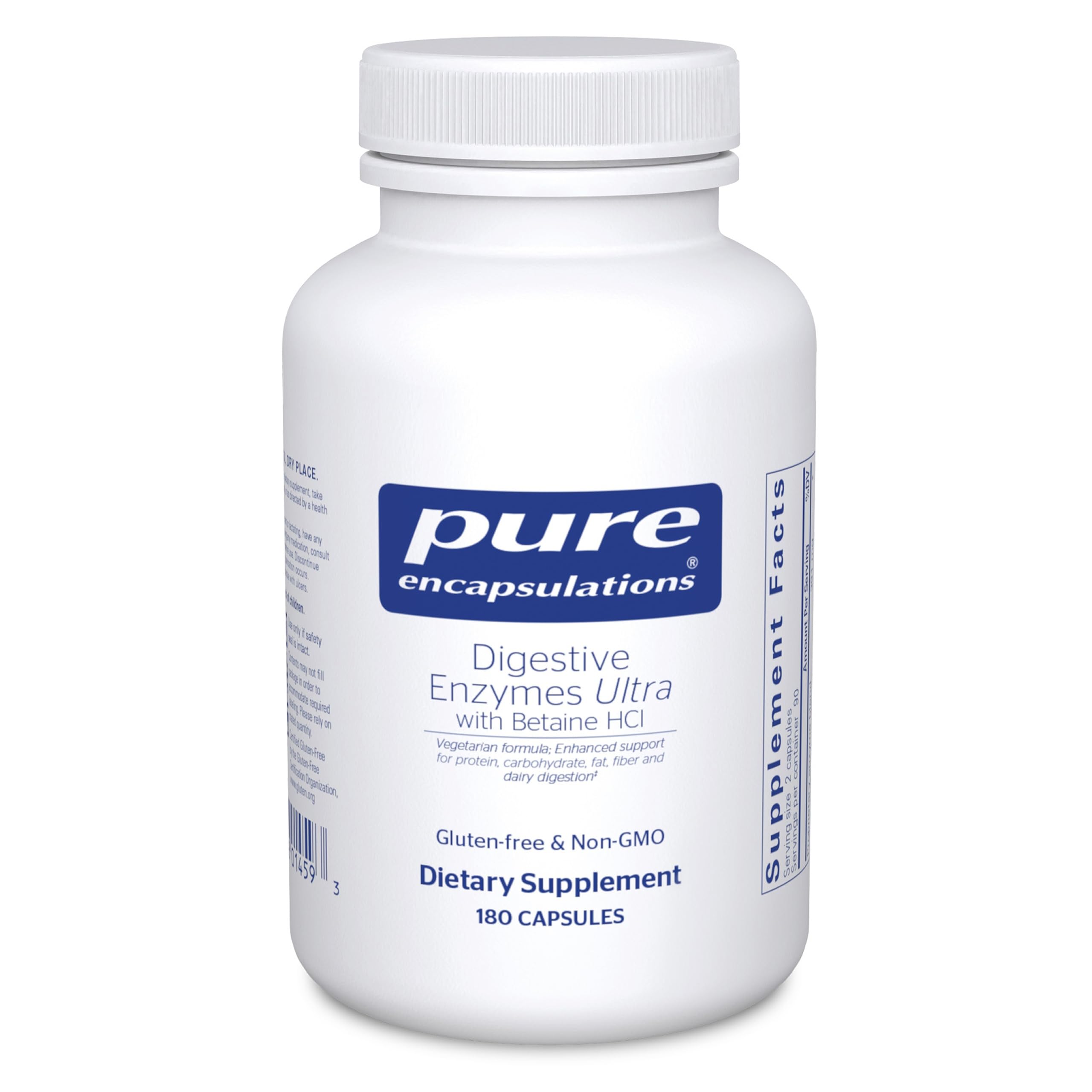 Pure Encapsulations envase frontal mostrando 180 cápsulas y claridad de marca