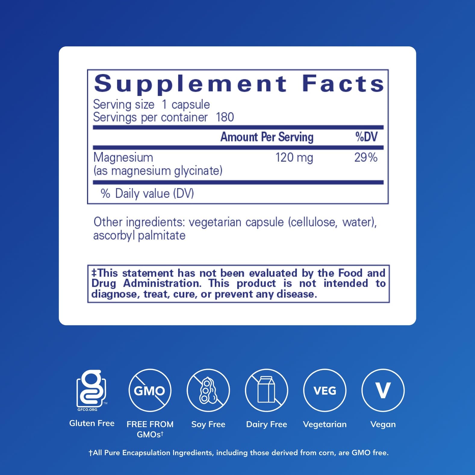 Pure Encapsulations detalle de etiqueta con información de ingredientes clave