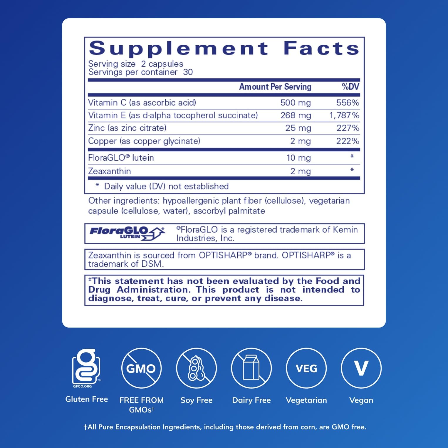 Pure Encapsulations EyeProtect Basics cápsula en primer plano muestra textura y forma