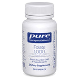 Pure Encapsulations frasco frontal mostrando Folate 1000 y claridad de etiqueta