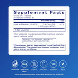 Pure Encapsulations etiqueta lateral con información de dosis y pureza