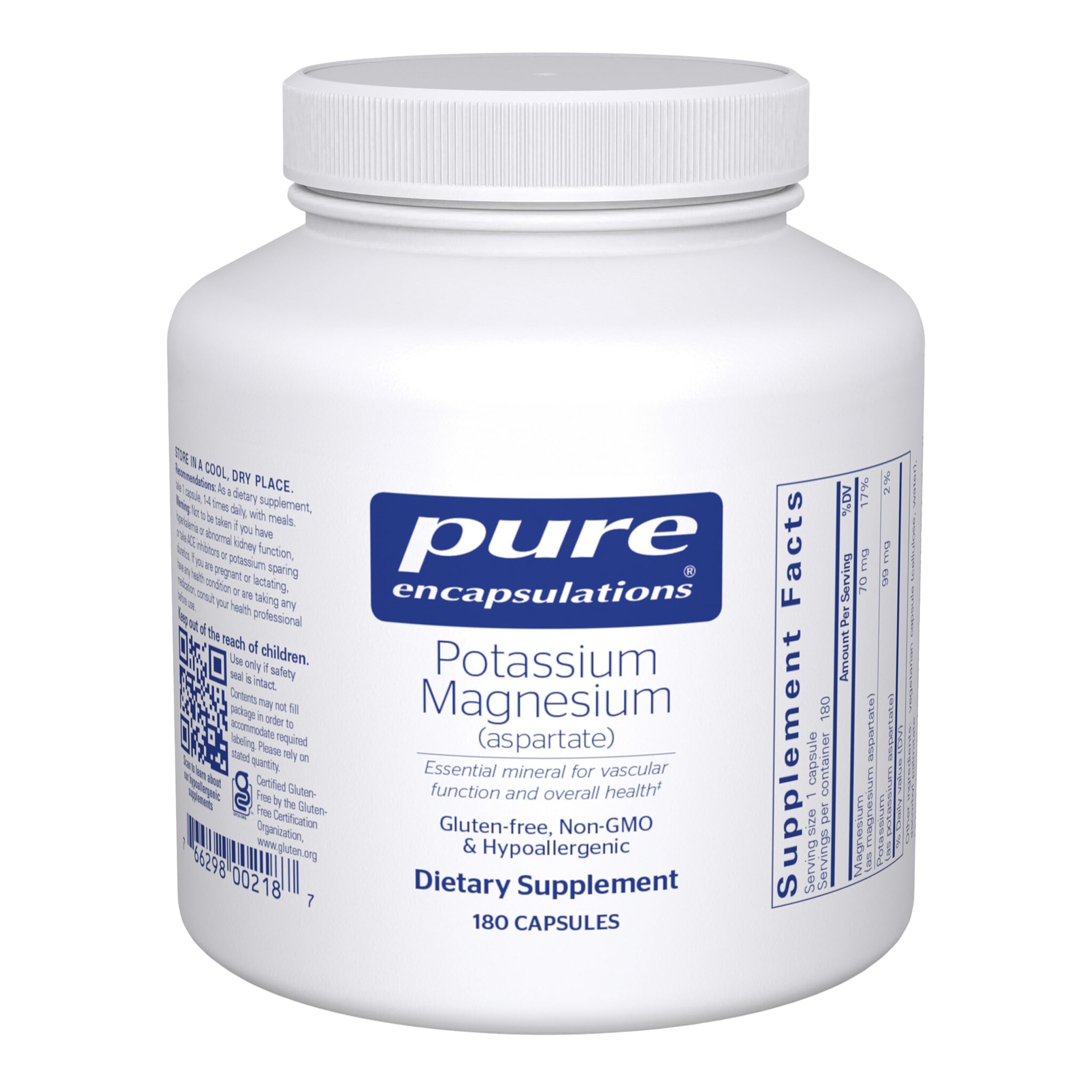 Pure Encapsulations frasco 180 cápsulas mostrando duración y confianza