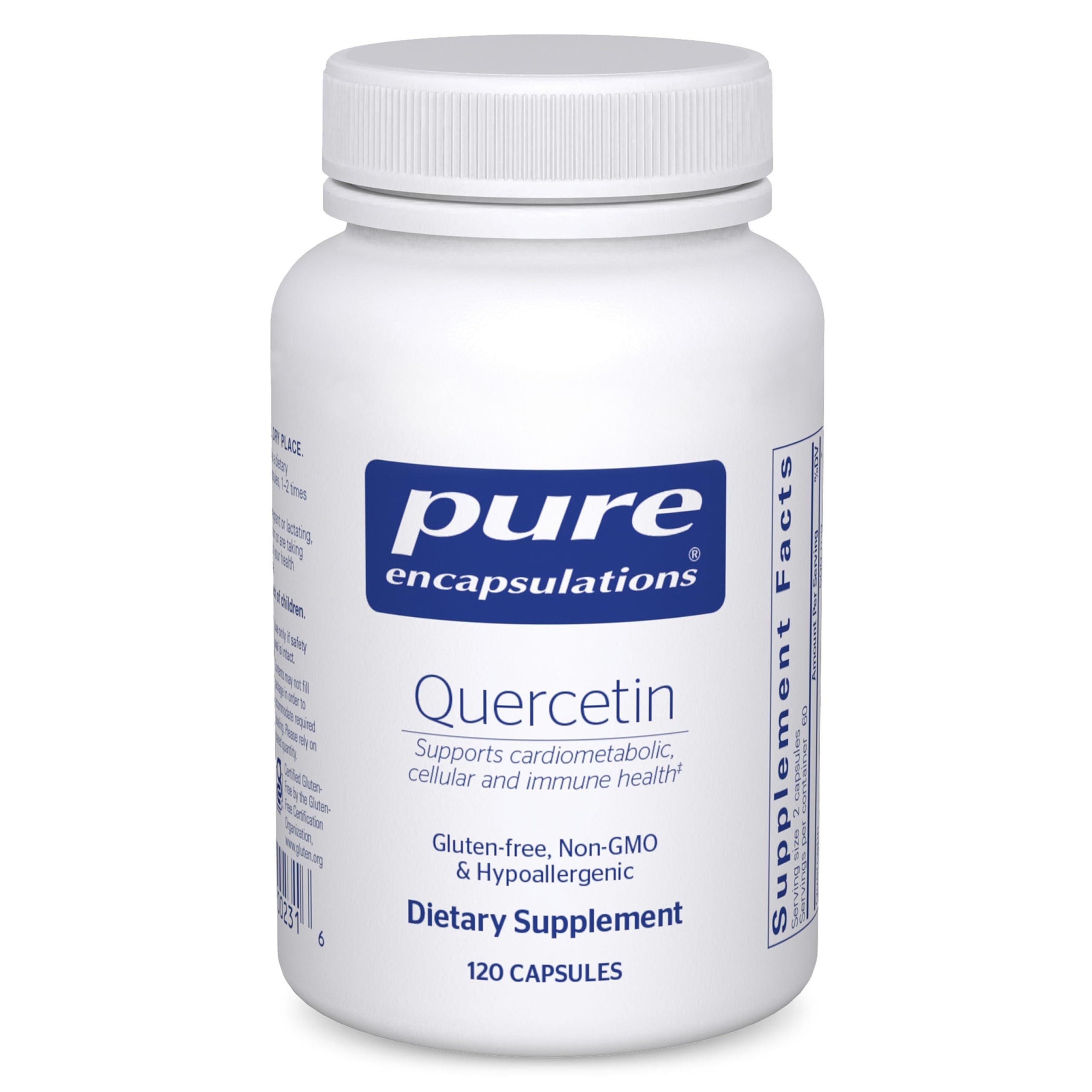 Pure Encapsulations frasco 500 mg mostrando diseño y cantidad 120 cápsulas, claridad de producto