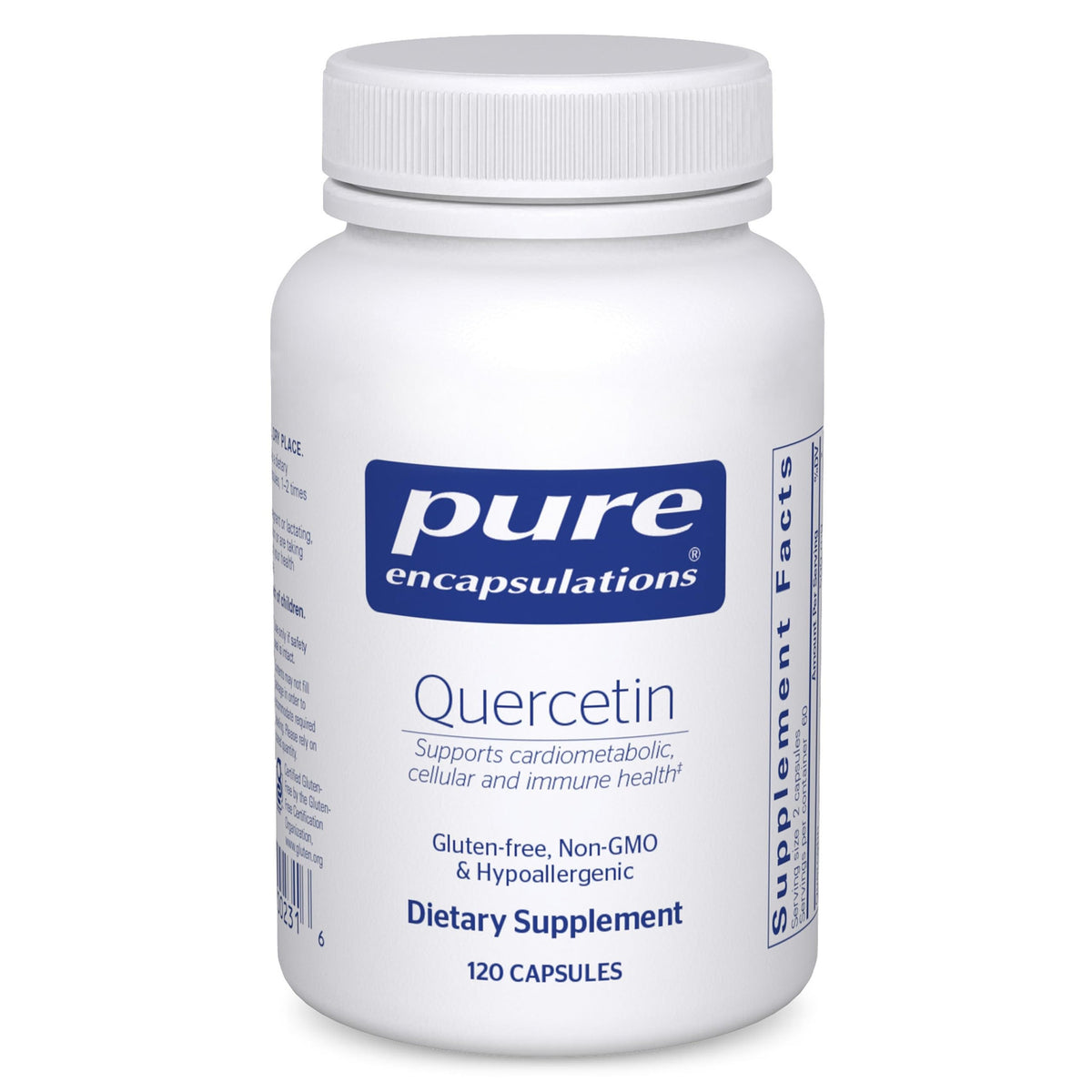 Pure Encapsulations frasco 500 mg mostrando diseño y cantidad 120 cápsulas, claridad de producto