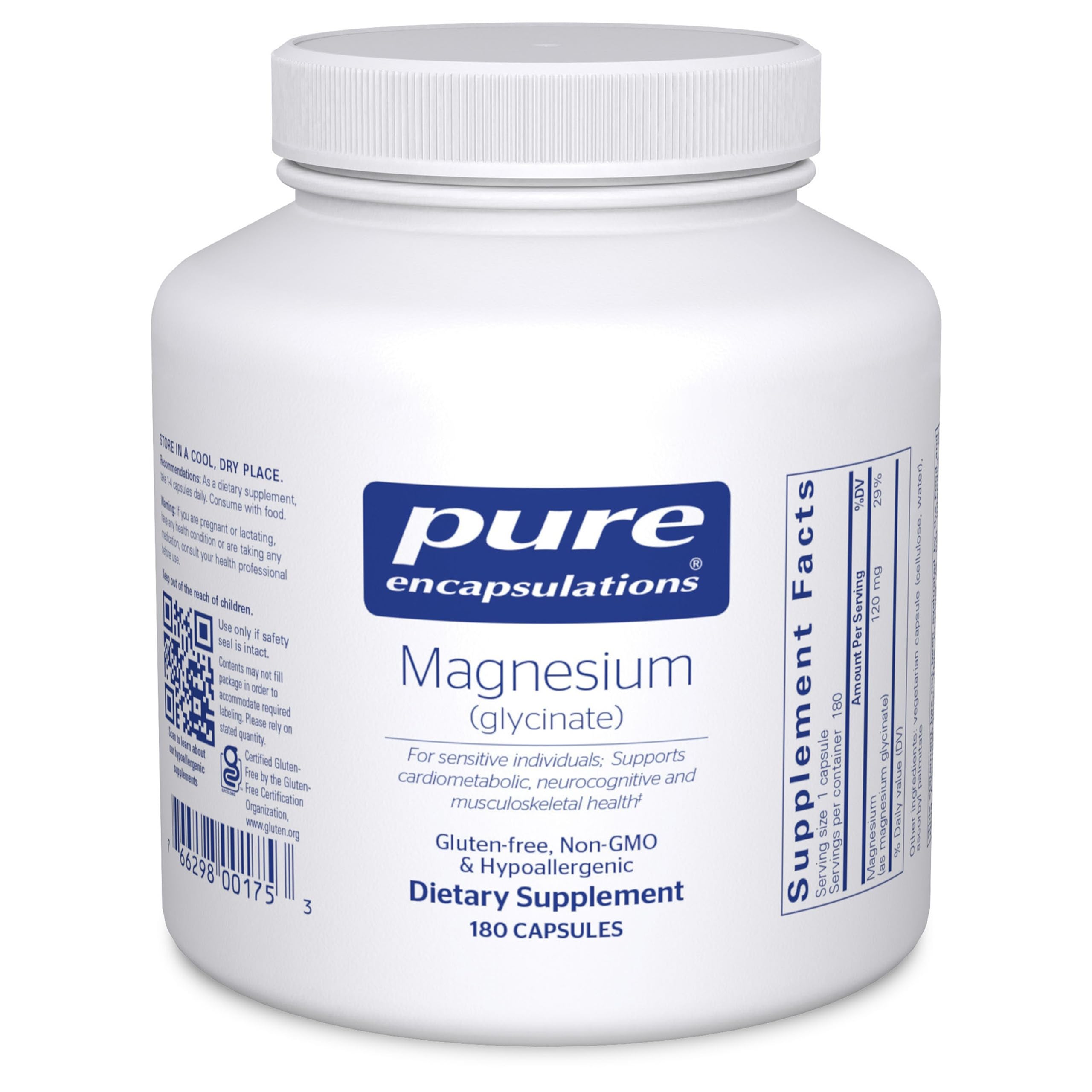 Pure Encapsulations frasco delantero mostrando etiqueta clara y beneficios