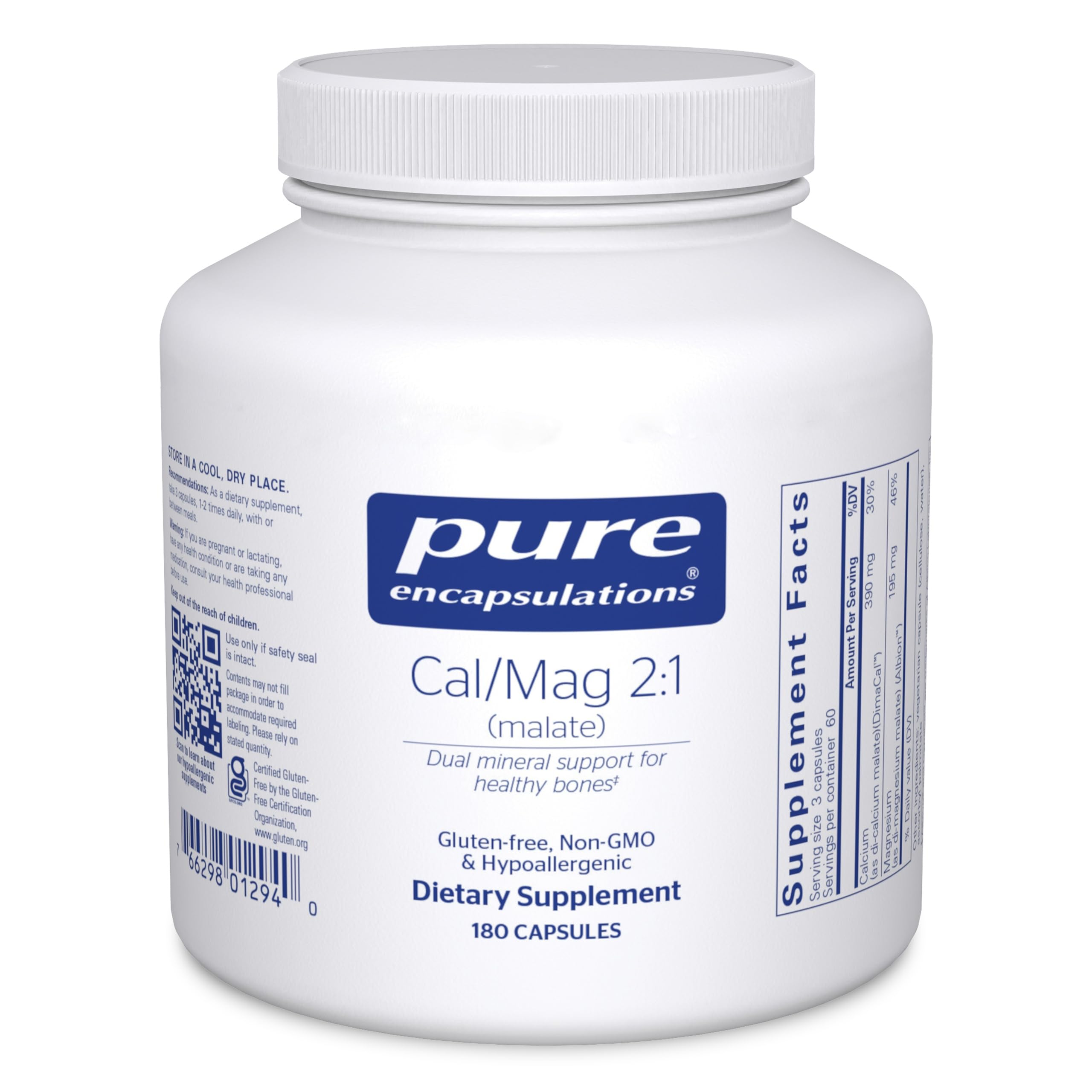 Pure Encapsulations frasco delante mostrando 180 cápsulas y etiqueta clara